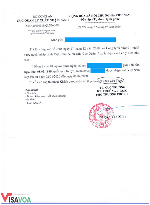 Vietnam visa approval letter for border run