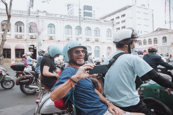 Riding a motobike in Vietnam