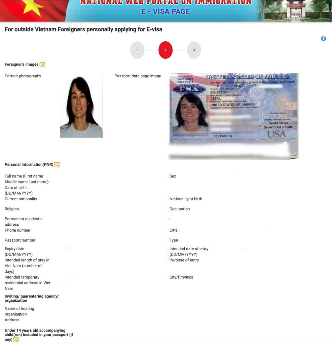 Fill up vietnam evisa form for USA citizens