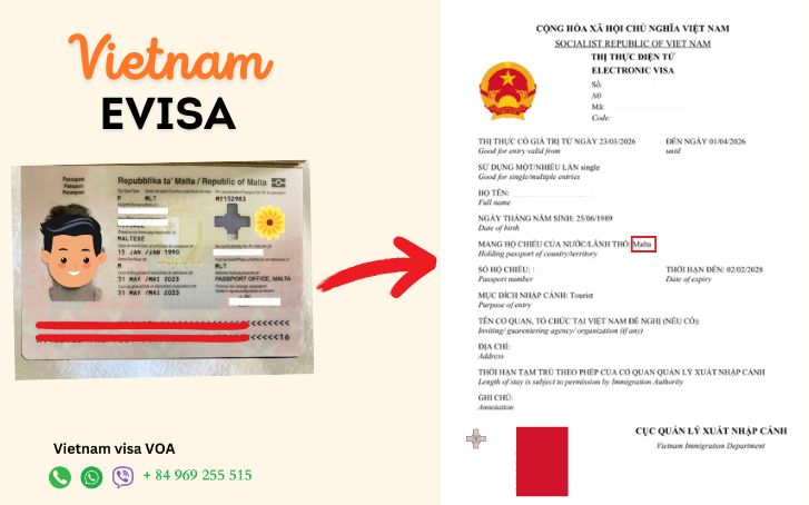 Vietnam evisa for citzens of Malta