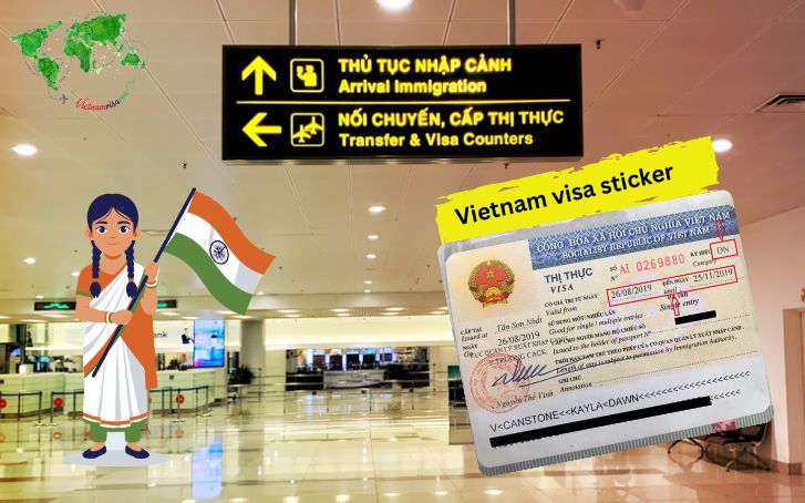 Vietnam visa sticker for Indian