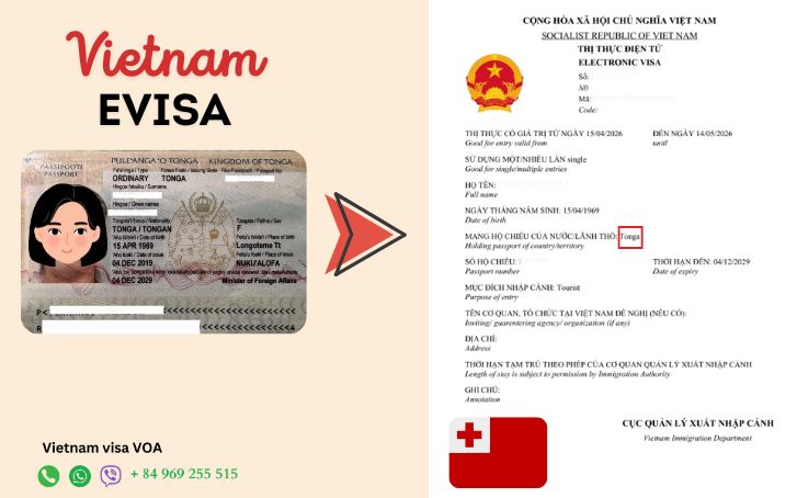 Vietnam evisa for Tonga citizens 